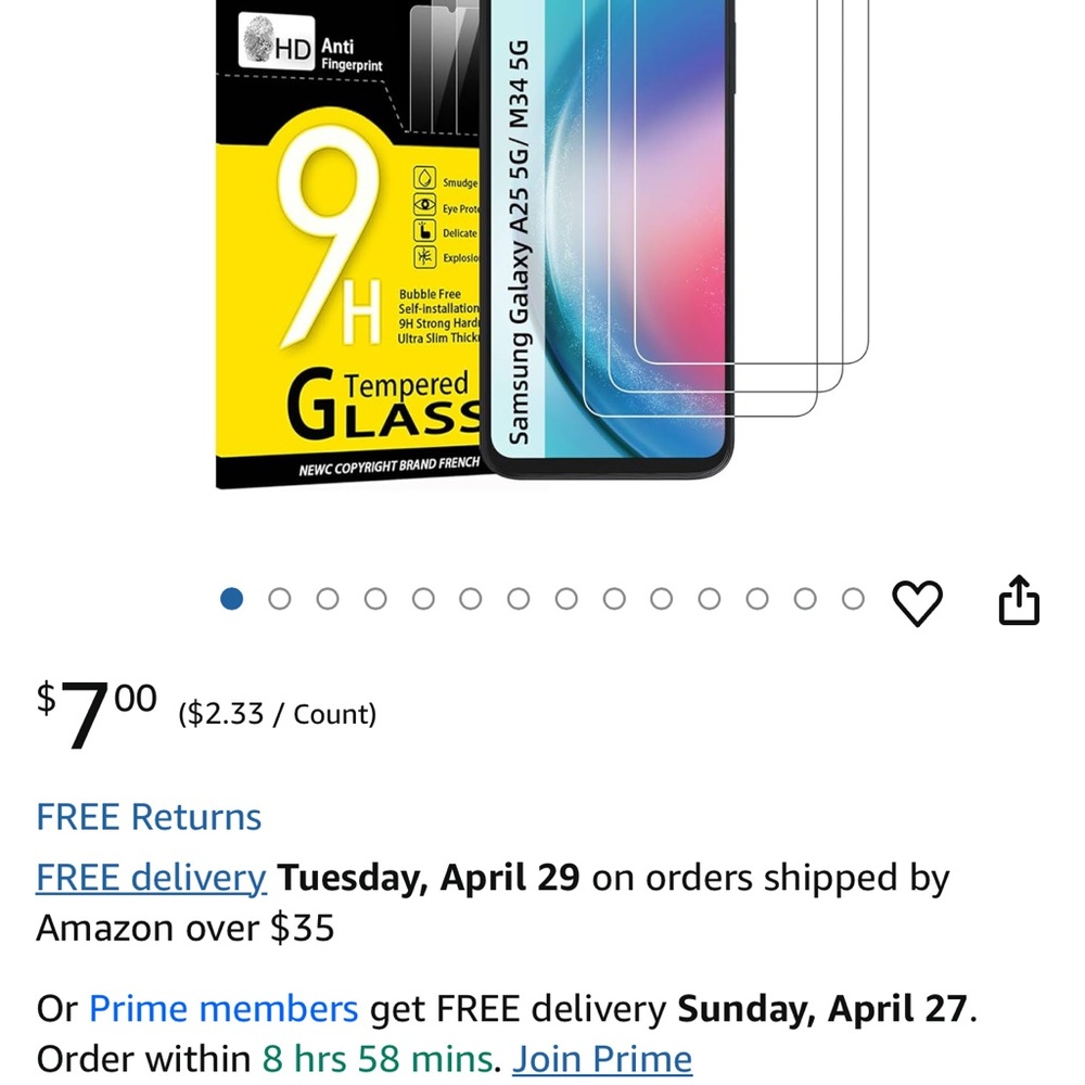 Samsung Galaxy A25/6/34/5G Tempered Glass Screen Protector - Black